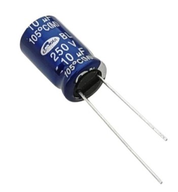 10uF 250V 105°C Electrolytic Capacitor - Samwha BL Series (Min Order Quantity 1pc for this Product)