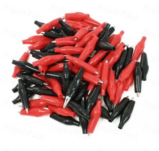 Mini Crocodile (Alligator) Clip - Medium Quality Red+Black (Min Order Quantity 1 pc for this Product)