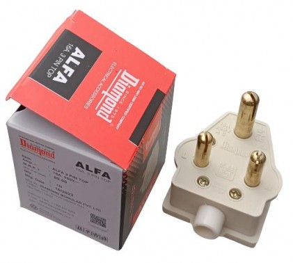 3-Pin Plug Top 16A 250V High Quality - Diamond Alfa (Min Order Quantity 1 pc for this Product)