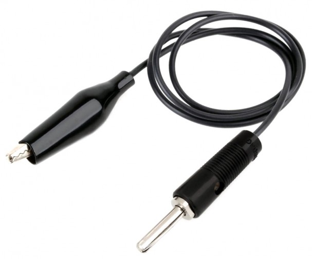 4mm Banana Plug to Alligator (Crocodile) Cable - 6A 35cm Black (Min Order Quantity 1 pc for this Product)