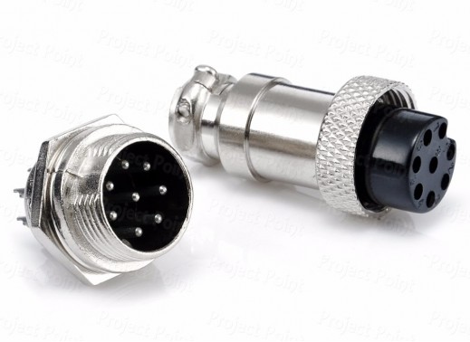 8-Pin 16mm Male And Female Circular Panel Connector (Min Order Quantity 1 pc for this Product)