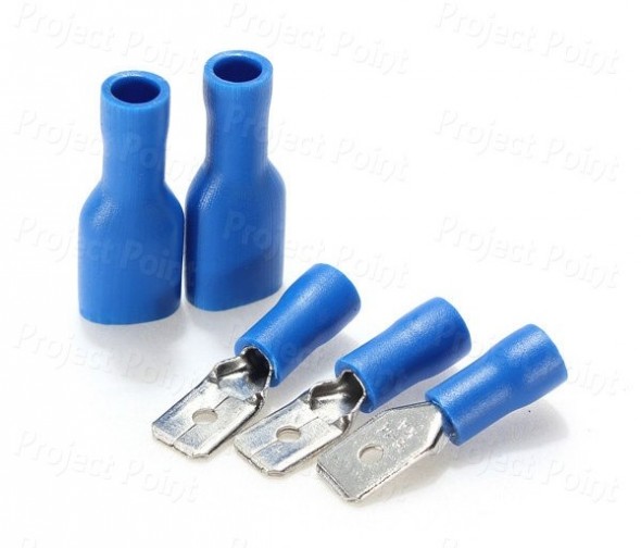Fully Insulated Battery Spade Crimp Terminals Male+Female - Blue (Min Order Quantity 1 pc for this Product)