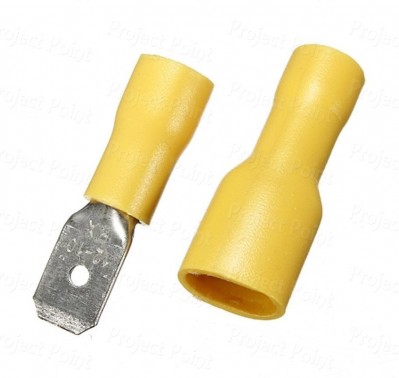 Fully Insulated Battery Spade Crimp Terminals Male+Female - Yellow (Min Order Quantity 1 pc for this Product)