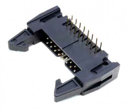 16-Pin Polarized IDC Right Angle Male Header with Latch (Min Order Quantity 1 pc for this Product)