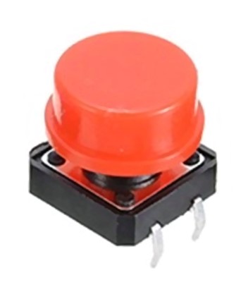 4-Pin 12mm Square Push Button Tact Switch with Red Knob (Min Order Quantity 1 pc for this Product)