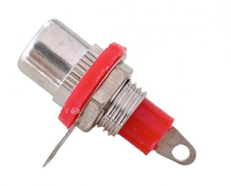 RCA Female Chassis Mount Connector - Red (Min Order Quantity 1 pc for this Product)